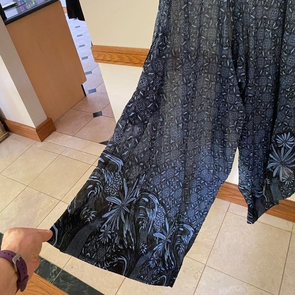 Free People Blue Wide Leg Floral Jumpsuit M